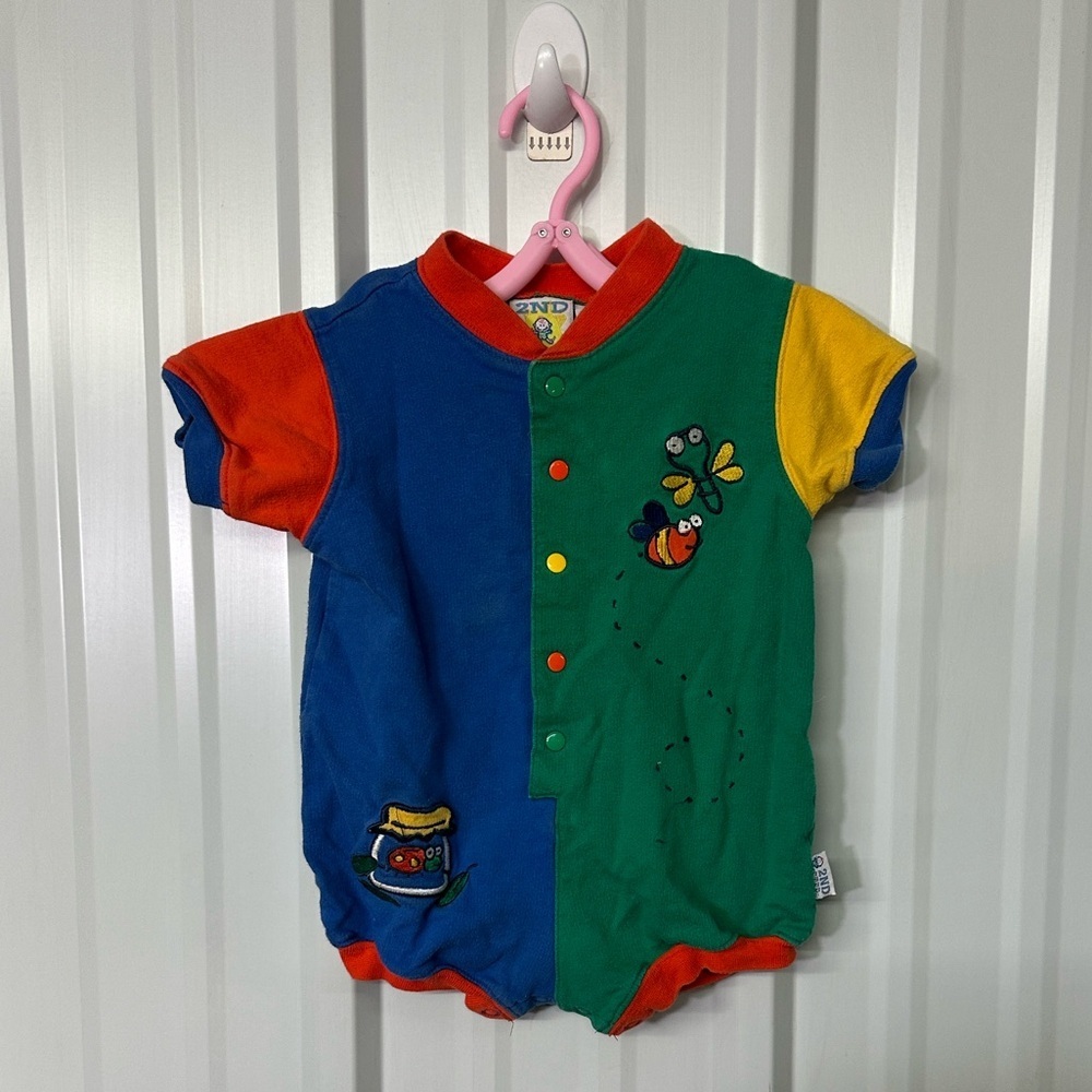 Infant Boys Primary Color Block Romper Retro 90s Bright Colorblock Baby Outfit